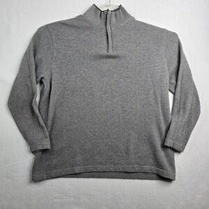 Tasso Elba Mens Gray 100% Cotton 1/4 Zip‎ Mock Neck Sweater XL pullover